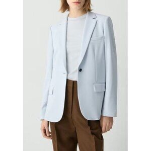 Theory Sz 6 Blazer Classic Crepe One Button Jacket Pale Blue Capsule Preppy